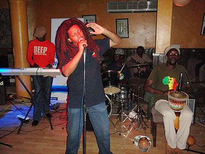 Rwandan Reggae singer Natty Dread on stage. Photos by Lydia Hsu.