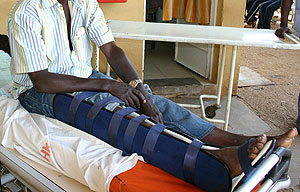 A man hospitalised with a broken leg. There is still lack of orthopaedic surgeons in the country.  The New Times / File.