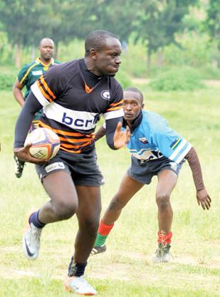 Buffaloesu2019 Eric Mbarushimana in an earlier 7s game in Kigali. He was pivotal in the Mbarara hosted 7s. The New Times/File.