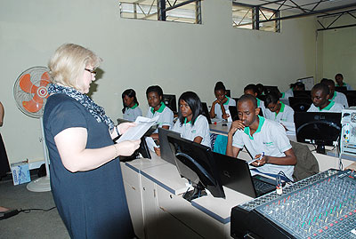 The first batch of 40 students  undergo training at the newly opened  NetHope Academy. The New Times/Courtesy.