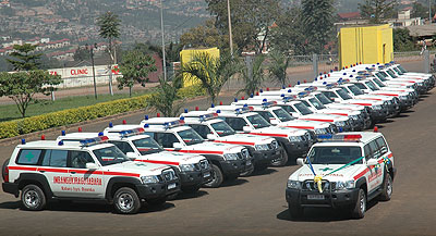 New ambulances. Rwanda still leads its EAC peers in health sector expenditure. The New Times / File.
