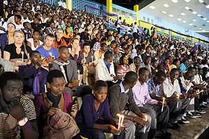 Rwandans and sympathisers at a memory service