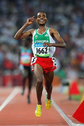 Kenenisa Bekele won 5000m and 1000m Olympic double in Beijing four years ago.  Net photo.