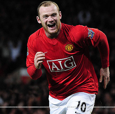 Rooney celebrates a goal. Net photo.