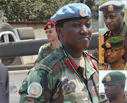 CLOCKWISE: Lt. Gen. Karenzi Karake, Maj. Gen. Musemakweli, Maj. Gen. Kamanzi and Maj. Gen. Turagara. 