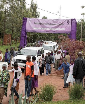 Mourners who had attended the closure of the one-week commemoration leave Rebero Memorial Centre.
