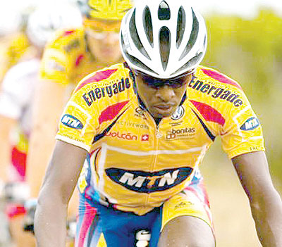 Cyclist Adrien Niyonshuti was the first athlete to qualify for the London Games. The New Times/File.