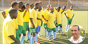 The Junior Wasps leave today for Namibia ahead of Saturdayu2019s AYC U-20 African Championships qualifier. Inset is their coach Richard Tardy. The New Times/File.