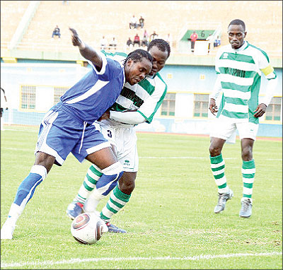 RIVALS; The clash between bitter rivals Rayon Sports and Kiyovu provides the hotest contest of any league matches every season. The two teams drew 1-1 in the first round. The New Times / File.