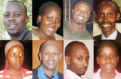 Top row (L-R):Simon Rwema,Genenieve Mbabazi,Patrick Muhire,Kennedy Mazimpaka  Bottom row ( L-R):Naiga Zakiya,Francis Iraguha,  Innocent Ntare, Naila Mukeshimana    