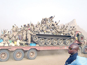 SPLA tanks on the move.  Net photo.