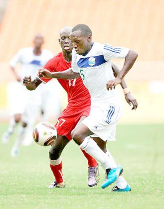 Striker Meddie Kagere (rigt), seen here in action against Sudan during last year's Cecafa Senior Challenge Cup in Tanzania. The New Times/File.
