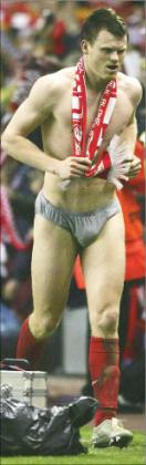 Forget Luis Garcia's winner - the most controversial moment in Liverpool's 2005 Champions League semi-final win over Chelsea was John Arne Riise's decision to strip down to his pants. Net photo.