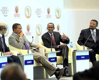 President Kagame (2ndR) addressing the Grow Africa Investment Forum, yesterday in Addis Ababa, Ethiopia. The New Times/Village Urugwiro.