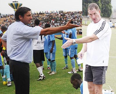 Policeu2019s coach Goran popolovic (left) must win his remaining two matches to deny APRu2019s Ernie Brandts(right) from winning a second successive league title.  