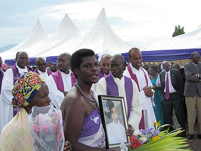 Relatives to the victims of the Genocide and clergymen in a procession during the commemoration event in Huye District. The New Times / J P Bucyensenge.