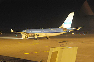 A KLM ariline at the Kigali International Airport. PSF has sought to capitalise on increased airline activity The New Times / file photo.