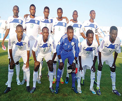 The Amavubi team that started against Tunisia on Sunday in an international friendly match, which they lost 5-1. The New Times/B. Mugabe.