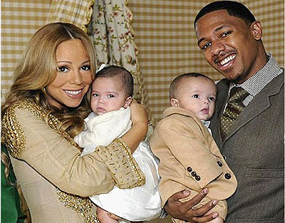 Joy ... Mariah Carey, husband Nick and the twins. Net photo.