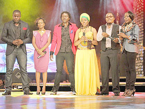 Last yearu2019s TPF4 contestants including Rwandau2019s Gaelle Ateta (second left). File photo.