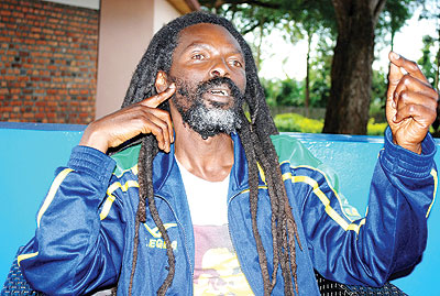 Darius Rurangirwa u2018Rasta JAH BONE Du2019 talking to journalists from his home area in Rwamagana.