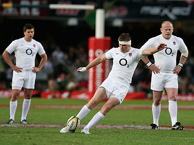 Owen Farrell opened the scoring in the first Test last weekend but he has been dropped to the bench for the second Test. Net photo.