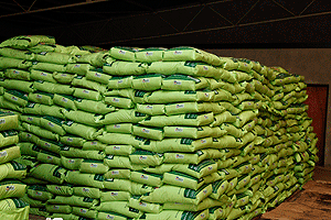 Bags of fertilisers in a store. Organic and inorganic manure should be applied to realise Green Revolution. The New Times / File.