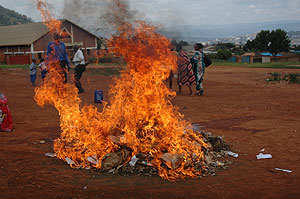 Police burns impounded drugs. The New Times / File.