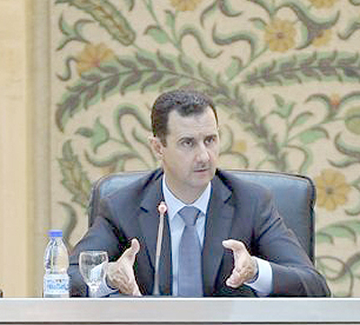 Syriau2019s President Bashar al-Assad speaks to the new government in Damascus. Net Photo.