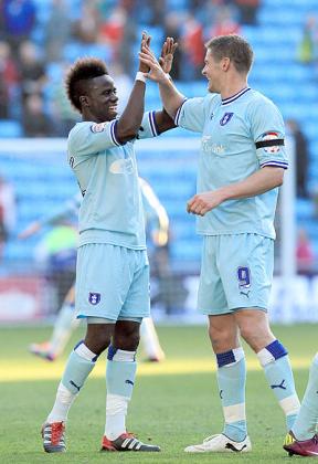 Gael Bigirimana (left) made 26 appearances for Coventry City last season. Net photo.