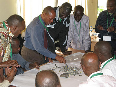 Investigators during sessions on bomb disposal techniqes. The New Times / Courtesy.