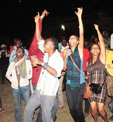 Music lovers dance to the rhythms of the festival.