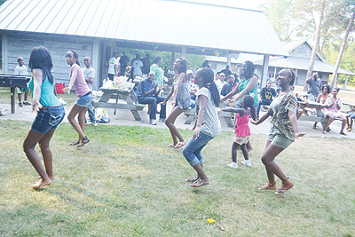 1. Young girls entertain guests to Rwandan traditional dance.