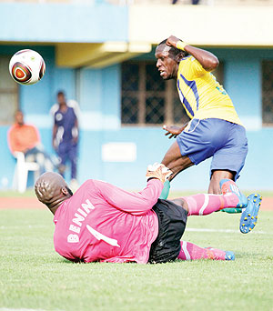 Meddie Kagere in action for Amavubi against Benin last month. The New Times/File.