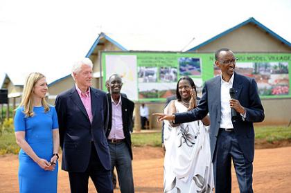 President Kagame introducing President Clinton to residents of Nyagatovu model village. Nyagatovu, 19 July 2012 
