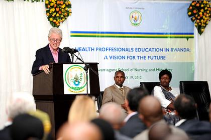 President Clinton giving keynote address at Rwamagana School of Nursing and Midwifery-Rwamagana, 19 July 2012 