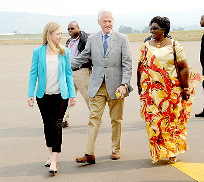President Bill Clinton, his daughter Chelsea Clinton and Health minister Dr Agnes Binagwaho.