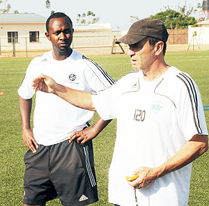 Rwanda U-20 coach Richard Tardy (R) believes his team can deliver positive results against Mali on Sunday. The New Times/File.