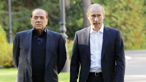 Berlusconi (L) is a close friend of Putin (R). Net photo.