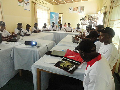 Local Sports Adminstrators attending the training clinic at Francois Xavier Hotel in Rubavu district.  The New Times / C.Hatuyimana