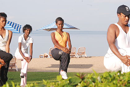 The 2009 Miss Rwanda beauty contestants during their boot camp. The New Times / File photo.