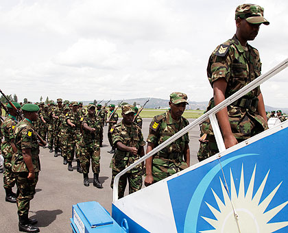 Rwandan Peacekeepers going to South Sudan. The New Times / Timothy Kisambira.
