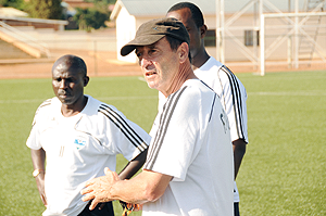 Amavubi U-17 staff Richard Tardy and assistants Moses Kanamugire and Mashami Vincent. The New Times/Files.