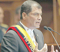 Correa has framed the row as taking on a 'colonial' power. Net photo.