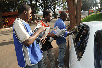 Newspapers vendors in Kigali. The media fraternity has been asked to observe professionalism. The New Times/File.
