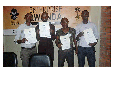 Some of the winners of the University Innovation competition. The New Times / Courtesy