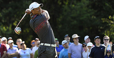 Tiger Woods fired a seven-under 64 to finish two shots off the lead at the Deutsche Bank Championship. Net photo.