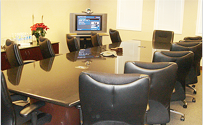 An example of a Regus video conference room. Net photo.