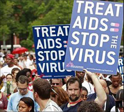 Aids activists during a demonstration in Washington. Net photo