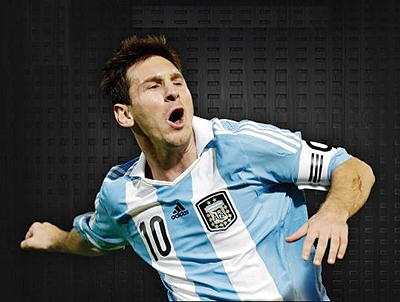 Argentina's Lionel Messi celebrates scoring against Paraguay. Net photo.